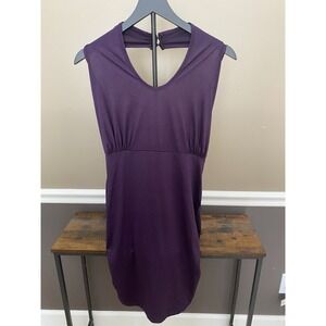 Curvy Girl Purple Dress Ashley Stewart 1X Plus Sleeveless Draped Back Party